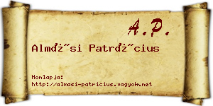 Almási Patrícius névjegykártya
